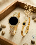 Gold Plated Bracelet Including a Watch
