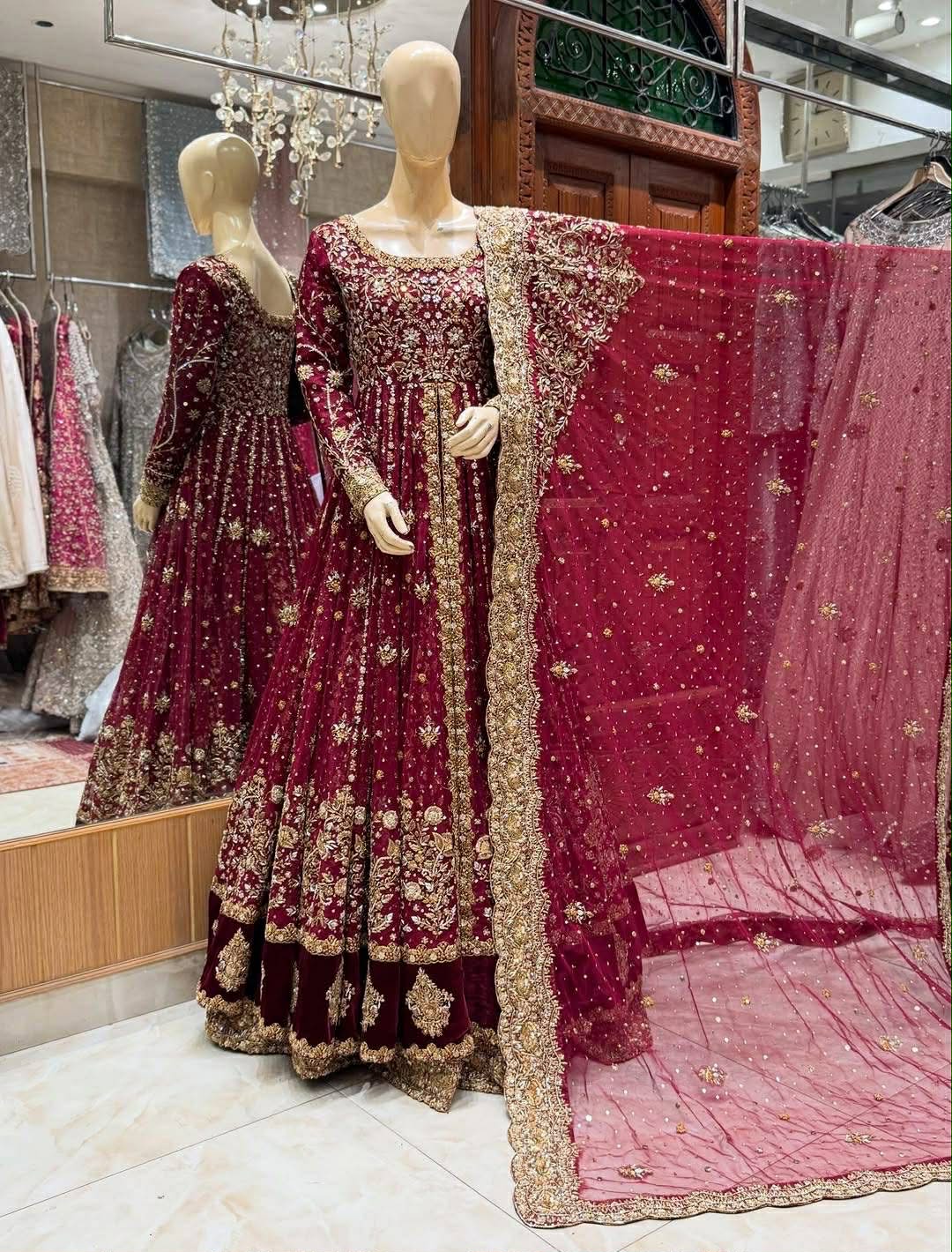 Heavy Bridal Lehenga With Kora, Nakshi Dapki Work