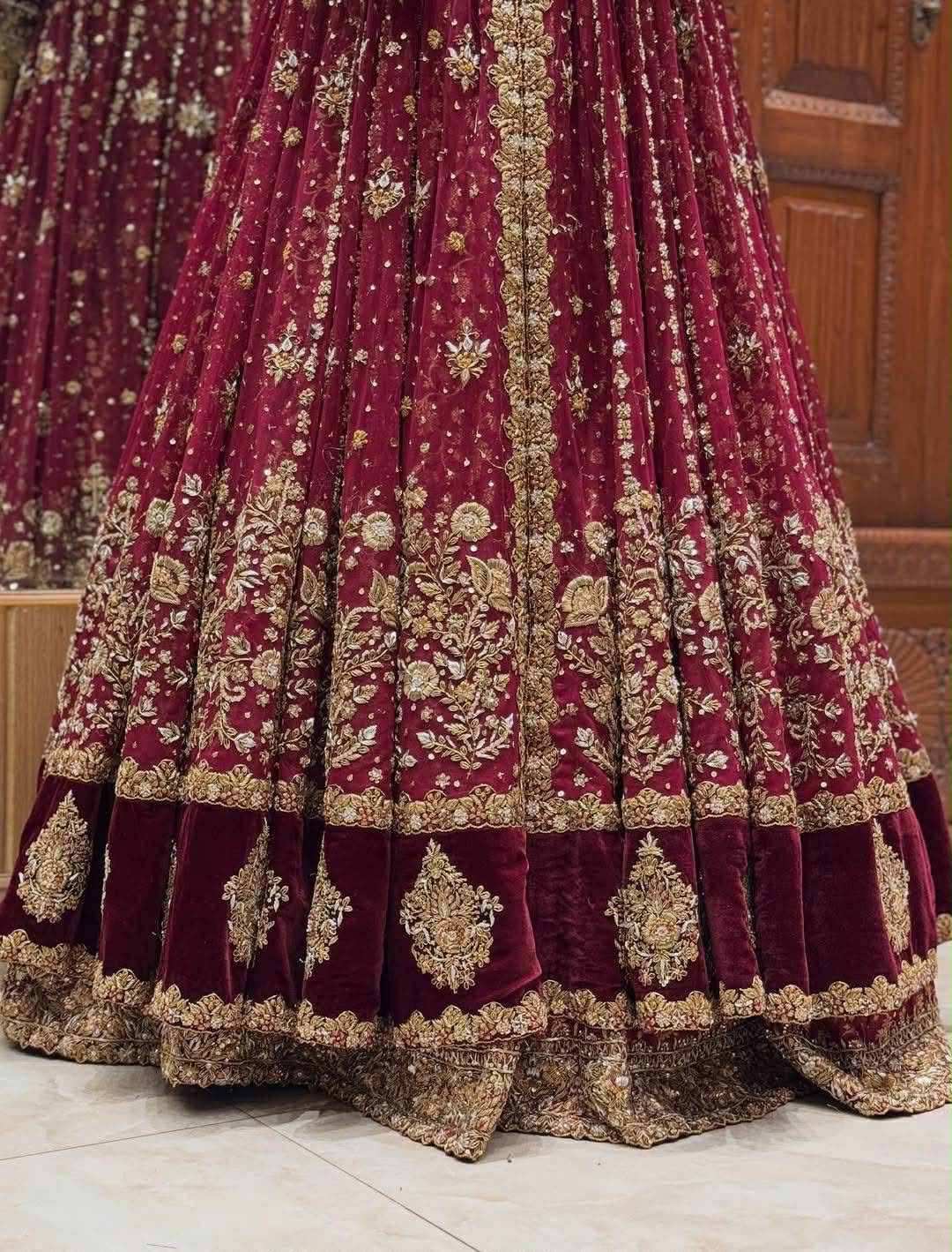 Heavy Bridal Lehenga With Kora, Nakshi Dapki Work