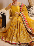 Mango Yellow Shifoon Lehenga